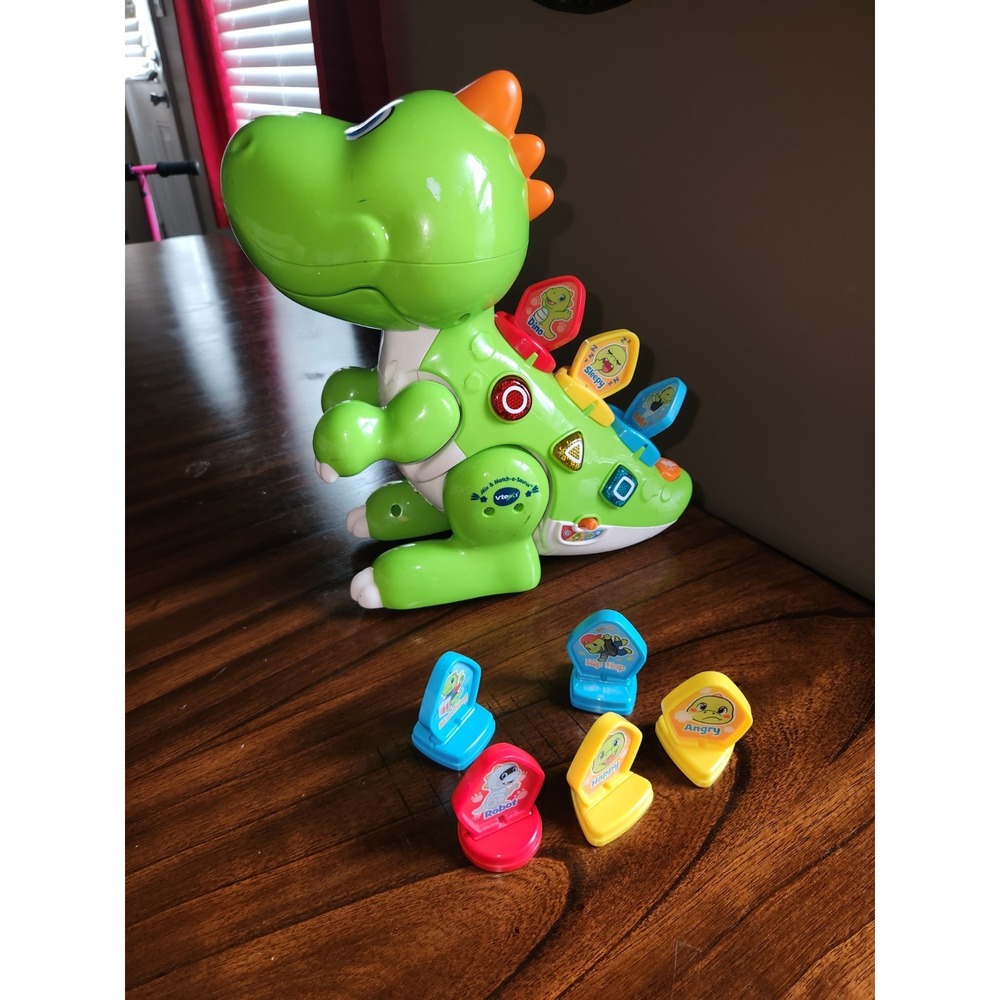 VTech Mix and Match-a-Saurus, Green Dinosaur 8 tiles Educational Music *read